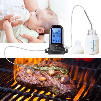 Brezžični Digitalni Kuhanje Hrane Mesa Termometer s Pečico Sonda za Pečica Dvojno Sonde za Kuhinjo Kadilec Žar za peko na žaru Black Spodbujanje