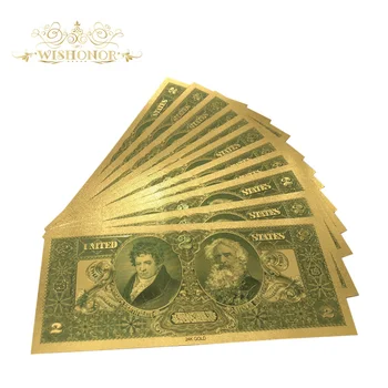 10pcs/veliko 1896 Leto Ameriki Zlato, Bankovci USD 2 Dolarja Bankovci v 24k Gold Račun Ponaredek papirnati Denar Za Zbiranje