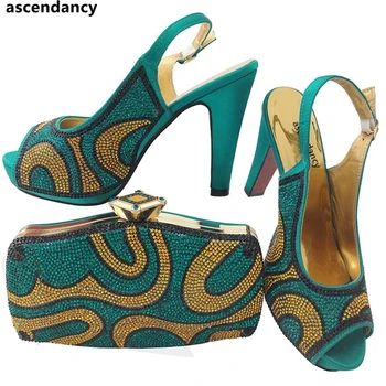 Peacock Blue Barvo Nigerijski Čevlji in Ujemanje Vrečke Prodaje V Ženske Ujemanje Čevlji in Vrečko Nastavite italijanski Čevlji z Ujemajočimi Vrečke