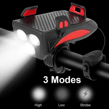3*XPE LED Izposoja Smerniki 4 V 1 MTB Cestno Kolo Rog Lučka USB Luč Kolo Nosilec za Telefon, Bell Moči Banke Kolesarska Svetilka