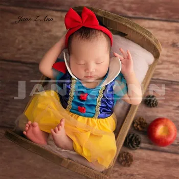Jane Z Ann Newborn Baby Fotografija Rekviziti Fotografia Princesa Sneg Belo Obleko+Pokrivala Cosplay Kostum Studio Fotografijo Ustrelil Rekviziti