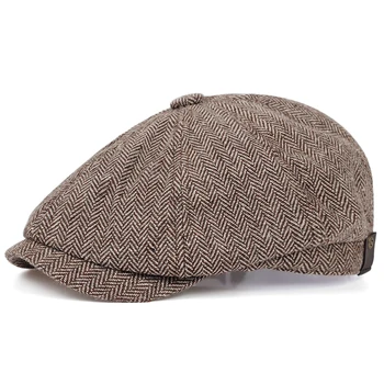 2019 nov modni rjava kariran baretka pokrivalo moški bombaž% hip hop klobuki jeseni in pozimi na prostem prosti čas skp visoke kakovosti kape