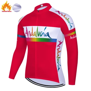 2020 španija ekipa ANDALUCIA kolesarski dres z dolgimi rokavi Zimsko Termalno Runo kolesarjenje oblačila Moških jersey tkanine