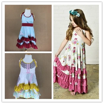 Novih bombažne tkanine, otroška posteljica dekle frock design Poletje Otroci brez Rokavov Dekleta Cvetlični Obleke Otroci Princesa Backles