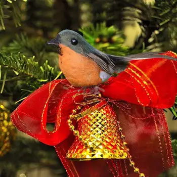 12Pcs Božični Okraski za Božično Drevo Obesek Pribor Birdie Simulacije Robin Ptica Vrtu Drevo Okraski