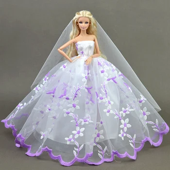 Obleka + Tančico / Cvet, Vezenje, Poročni Večer Čipke Obleke Oblačila Obleko Pribor Za Xinyi Barbie Lutka Igrače za Otroke