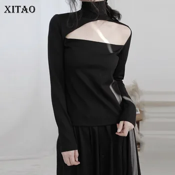 XITAO Off Ramo T Shirt Modni Črno Elegantno 2020 Jeseni Nezakonitih Poln Rokav Manjšinskih Priložnostne Manjšinskih Svoboden Tee ZP3735