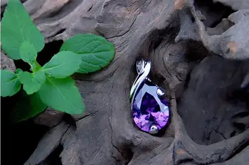 925 sterling srebrni modni purple kristalno ženske'pendant ogrlice nakit trgovini kratkih verig ženske, darilo za rojstni dan