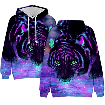 Nova 3D Hoodies Tiger Moških Fant Hooded Majica Teen Puloverju Vrh 2020 Priljubljen Modni Oblikovalec blagovne Znamke Živali Visoke Kakovosti Priložnostne