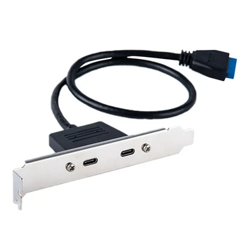 USB C 3.1 Nazaj Plošče Širitev Nosilec za 20-Pin Header Kabel, 2-Vrata Super-Speed Tip-C Širitev Kartice za PC