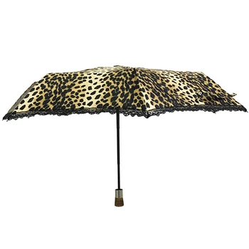 Big Popolno Avtomatski Dežnik za Sonce Suncobran Zložljiva Ustvarjalne Leopard Vzorec Čipke Uv Jasno Dežnik Dež Ženske Parapluie Darilo SY229