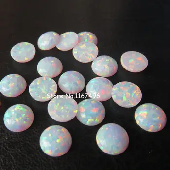 100 kozarcev/lot 8 mm Sintetičnih Krog Chrysoprase Opal Kamen Krog Beli Ogenj Opal za DIY Nakit
