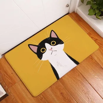 Kawaii Dobrodošli predpražnike Živali Cat Natisnjeni Kopalnica Kuhinja Preproge Doormats Mačka Talna Obloga za dnevno Sobo, Anti-Slip Tapete