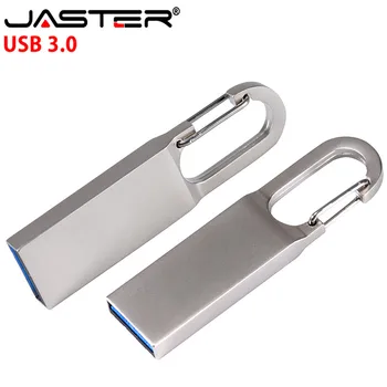JASTER laser po meri(več 10pcs brezplačno logotip)kovinski keychain USB 3.0 pomnilniški ključ usb flash disk 64GB 128GB 16GB 32GB 4GB pendrive
