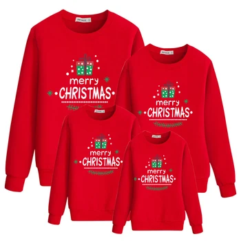 Vrhovi družina se ujemanje božičnih puloverji lepe risanke, oče, mama, otrok hoodies določa zimska oblačila mama, oče, sin, hči moda obleko