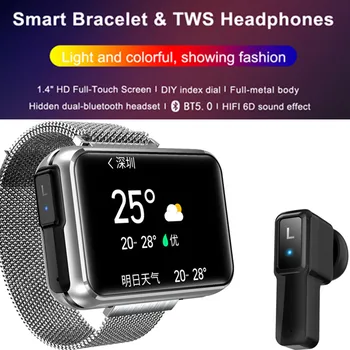 Pametno Gledati Bluetooth Klic Polni, Zaslon na Dotik, TWS Brezžične Bluetooth Slušalke Fitnes Srčni utrip Združljiv Huawei Samsung Xiaomi