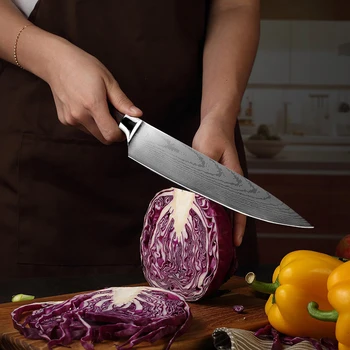 XITUO Kuhinjski nož Pro kuharski Nož 8 inch Japonski 7CR17 Visoko vsebnostjo Ogljika iz Nerjavečega Jekla, Brušenje, Laser Damask Vzorec Santoku Kn