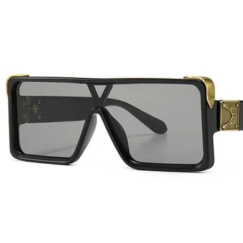 Vintage Rjava Pravokotnik sončna očala Ženske Luksuzni Ravno Vrh Očala za Sonce Prevelik Odtenki Gradient Objektiv UV400 Classic mens očala