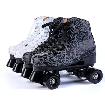 2021 Novo Tiskanje Umetno Lether Rolerji Quad Skate Kolesa PU Dvakrat Zapored valjev Čevljev patines de 4 ruedas