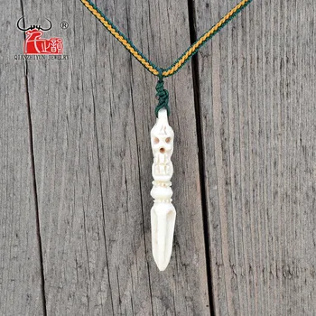 Vroče Prodaje 1PC Tibera nakit trgovini Nepal obrtniški vajray-pestle obesek naravnih jaka kosti čarobno pestle ogrlica čarobno weap