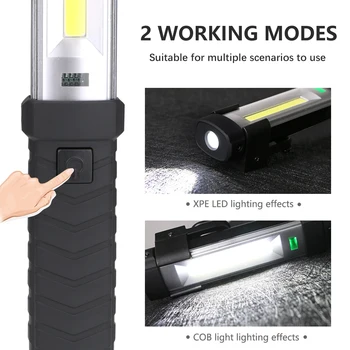 Super Svetla COB Delo Svetlobe, Prenosna LED Svetilka USB Polnilne Kamp Svetilka z Magnetom in Kavljem Vodotesno Svetilko