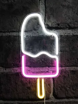 Steni Visi LED Neon Luči Prijavite Počitnice, Poroka Okraski Stranka Otroci Soba Doma Dekor Sladoled Obliko USB Pogon, Neon, Lučka