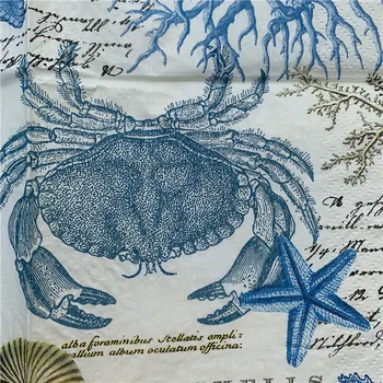 15 Decoupage letnik napkin papir elegantno tkiva seahorse conch rakovice sidro koralni star svate home decor srčkan serviete