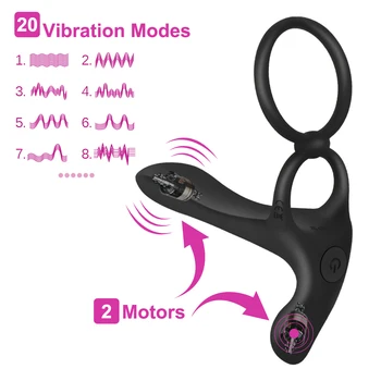VATINE 20 Načini Zapozneli Izliv Petelin Obroč USB Polnjenje Vagine, Klitoris Stimulator G-Spot Vibrator Za Pare Penis Prstan