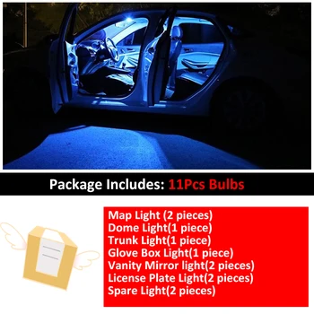 11Pcs Avto Bela barva Notranjosti LED Žarnice Paket Komplet Za obdobje 2006-2010 2012 Mitsubishi Outlander Zemljevid Dome Prtljažnik, Svetilke Iceblue
