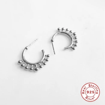 CANNER 925 Sterling Srebro Stud Uhani Za Ženske Preprosta Modna Sferične Ravno Piercing Uhan Earings Nakit Pendientes