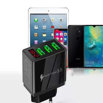 EU/ZDA/VB Plug Hitro polnjenje 3.0 USB Adapter za iPhone 11 7 Xiaomi Samsung Huawei 5V 3A Digitalni Prikaz Hitrega Polnjenja Steno Telefon