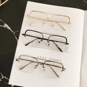 VWKTUUN Kvadratnih Očala Okvirji Twin Snopa Optičnih Slik Letnik Ženske Moški Kovinski Okvir Točk Velik Računalnik Očala