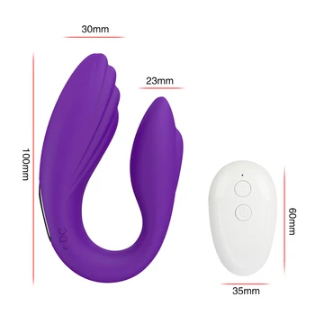 USB Polnilne U Tip Vibrator Brezžično Daljinsko Dvojno Motornih Vibrator za Klitoris Stimulacijo G-spot Massager Sex Igrače za Ženske
