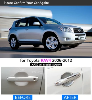 Chrome Vrat Ročaj Kritje Trim Set za Toyota RAV4 30 XA30 2006 2007 2008 2009 2010 2011 2012 RAV 4 Avto Dodatki Nalepke