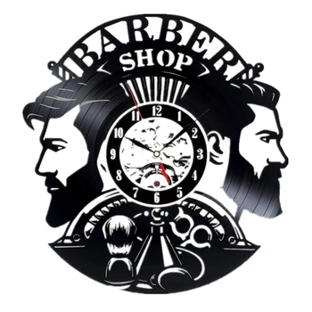 Berber Shop, Stenske Ure Sodobne Brivnica Dekoracijo Vinil Zapis Stenske Ure, ki Visi Frizer Steno Gledal za Barber