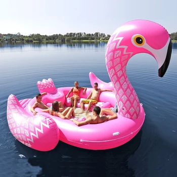 Ustreza Sedem Ljudi 530cm Ginormous Flamingo Velikan Samorog Napihljivi Čoln Pool Party Float Zračne Vzmetnice Plavalni Obroč Igrače boia