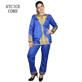 Brezplačna dostava afriške obleke za ženske modni dashiki afican vezenje design mehkega materiala vrh z hlače LC015