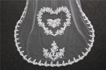 Korejski poročni veil novo mehko preja handwork v obliki srca cvetje Čipke poročni veil poročni dodatki