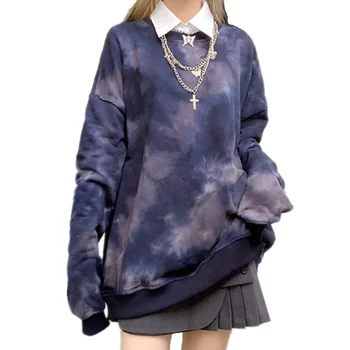 2020 Jeseni Temno Gotike Pulover Ženske Majica Gradient Tie Dye Tiskanja Dolg Rokav Hoodies Harajuku Ulične Mode