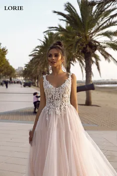 LORIE Princesa Poročno Obleko 2020 Proti-vrat Backless Nevesta Obleko 3D Appliques Poroka Oblek Vestido Novia