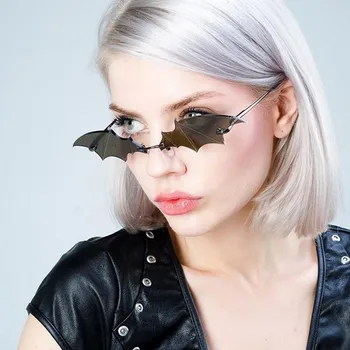 2020 Modna sončna Očala Ženske Moški Rimless Letnik Bat Oblike, sončna Očala Očala Luksuzne blagovne Znamke Trending Očala Za Lady UV400