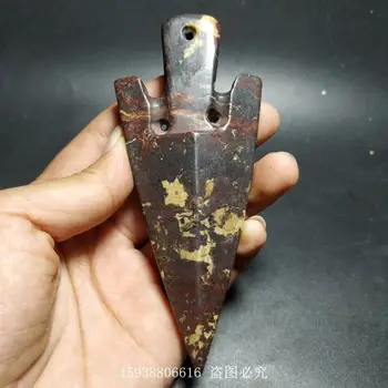 Hongshan Kulture Jade Zbirka Visoko Gostoto Rdeče Železove Meteorite Puščica Jade Pestle