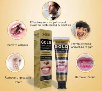 DR. RASHEL Zobno Nego Zlato zobno pasto za Beljenje Zob, Odstranjevanje Madežev in Freshing Dih Ustno Higieno Zob Skrbi 120ml
