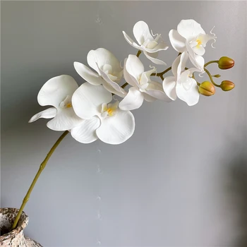 Big pravi dotik orhideja veje ponaredek cvetje iz lateksa Umetnega Cvetja za dom Poroka Okraski flores bele orhideje
