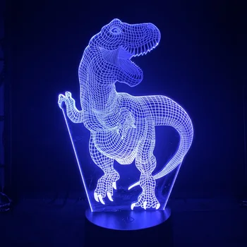 Žive Tyrannosaurus Anime 3d Svetlobe za Otroke Multicolor LED 3d namizne Svetilke Noč Luč za Spalnice Doma Dekor Novo Leto Darilo