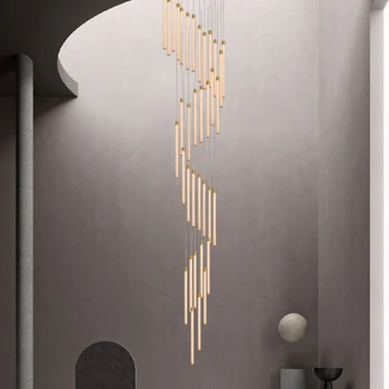Zlato Sodobni led lestenec, osvetlitev, Dvorana v spiralnem stopnišču, viseče svetilke Akril ustvarjalnost dnevna soba mansarda lestenci stalnica