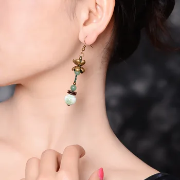 Moda novo vintage uhani, ročno Aventurine Quartz uhani visijo ,Nove Etnične nakit skromnih keramičnih uhani