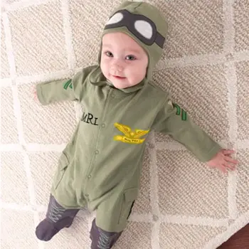 2019 novo obleko,baby boy romper newborn baby oblačila,malčka fant oblačila,otroci pilotni romper,dojenčkov, z dolgimi rokavi jumpsuit+klobuk