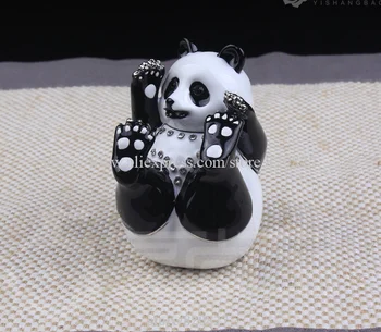 Panda Trinket Polje S Kristali Panda Kositrni Tečajih Obroč Trinket Polje Krasen Panda Bear Nakit Polje Prosto Živeče Živali Živali