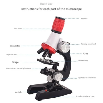 22Pcs Otrok Mikroskopom Igrača z Visoko Ločljivostjo 1200 Krat Znanost in Tehnologija Preizkusa Učnih gradiv Set
